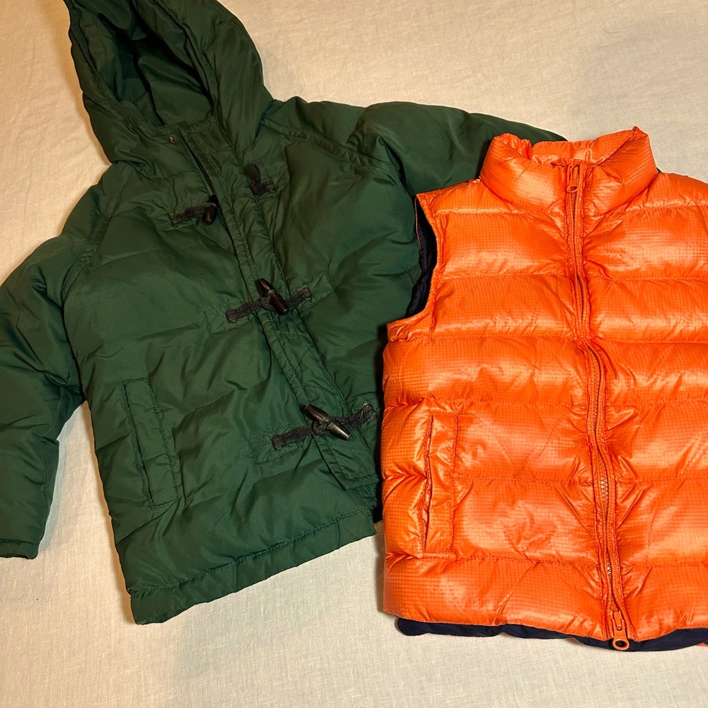 Bundle of Crewcuts down jacket and vest size 4-5